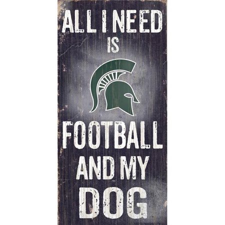 CASEYS Michigan State Spartans Wood Sign - Football and Dog 6"x12" 7846003897